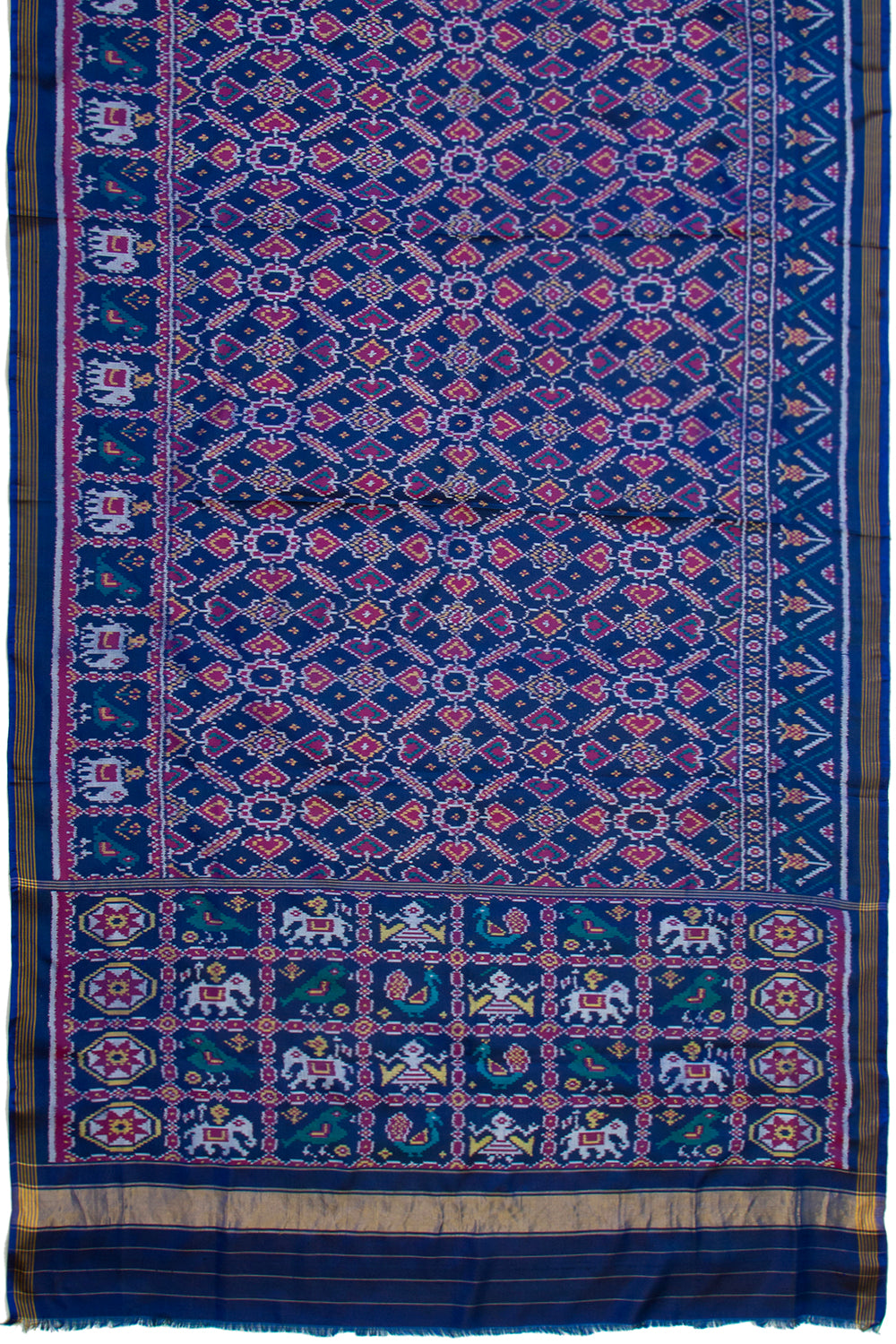 Semi Patan Patola Silk Ikat Royal Blue Saree