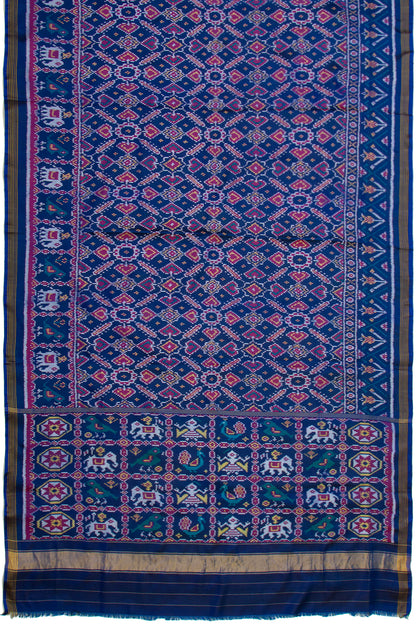 Semi Patan Patola Silk Ikat Royal Blue Saree