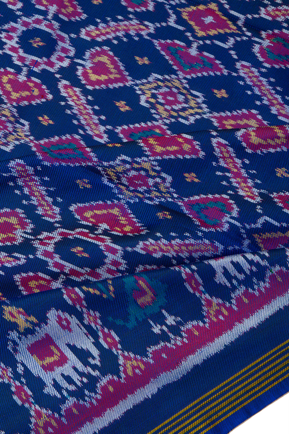 Semi Patan Patola Silk Ikat Royal Blue Saree