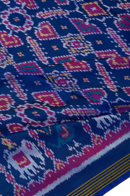 Semi Patan Patola Silk Ikat Royal Blue Saree