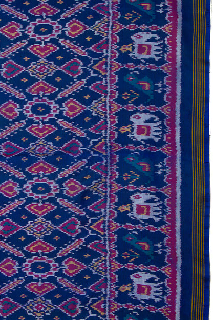 Semi Patan Patola Silk Ikat Royal Blue Saree