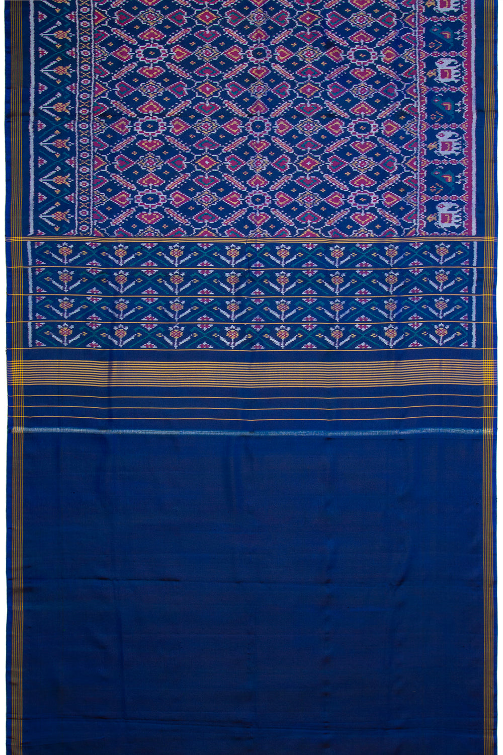 Semi Patan Patola Silk Ikat Royal Blue Saree