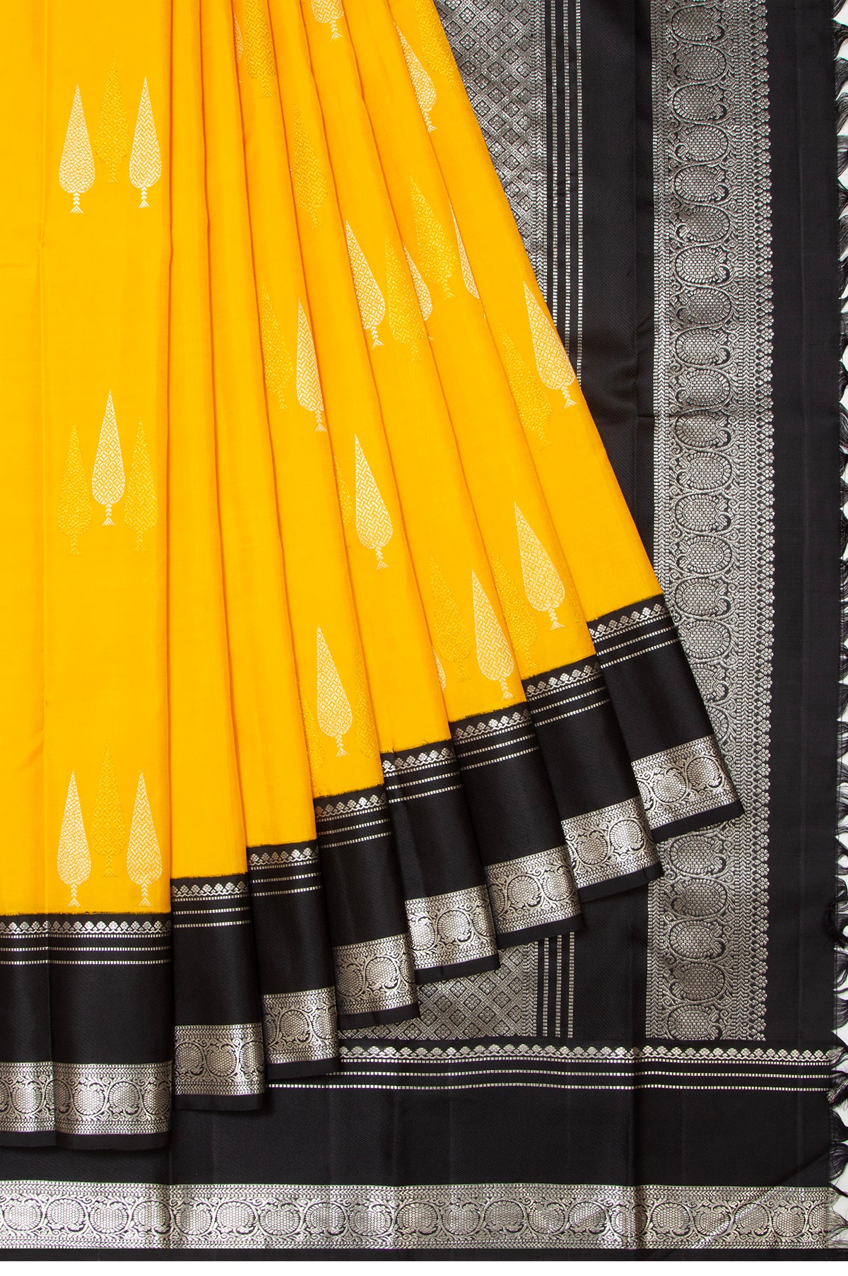 Kanchipuram Silk Butta Yellow Saree