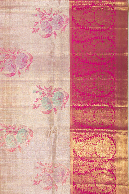 Kanchipuram Silk Tissue Butta Gold Saree