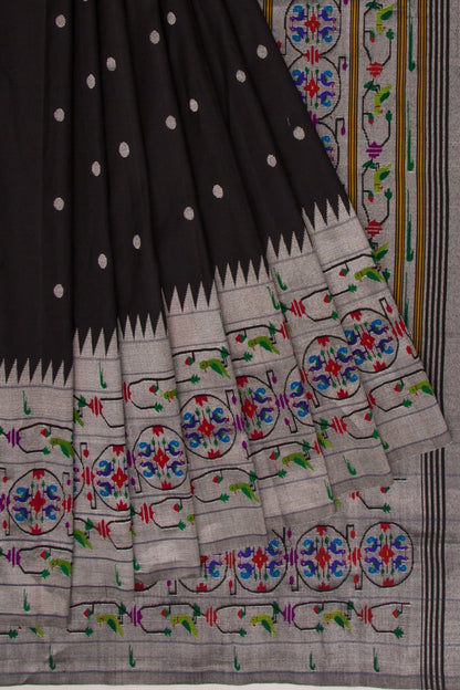 Paithani Silk Butta Black Saree
