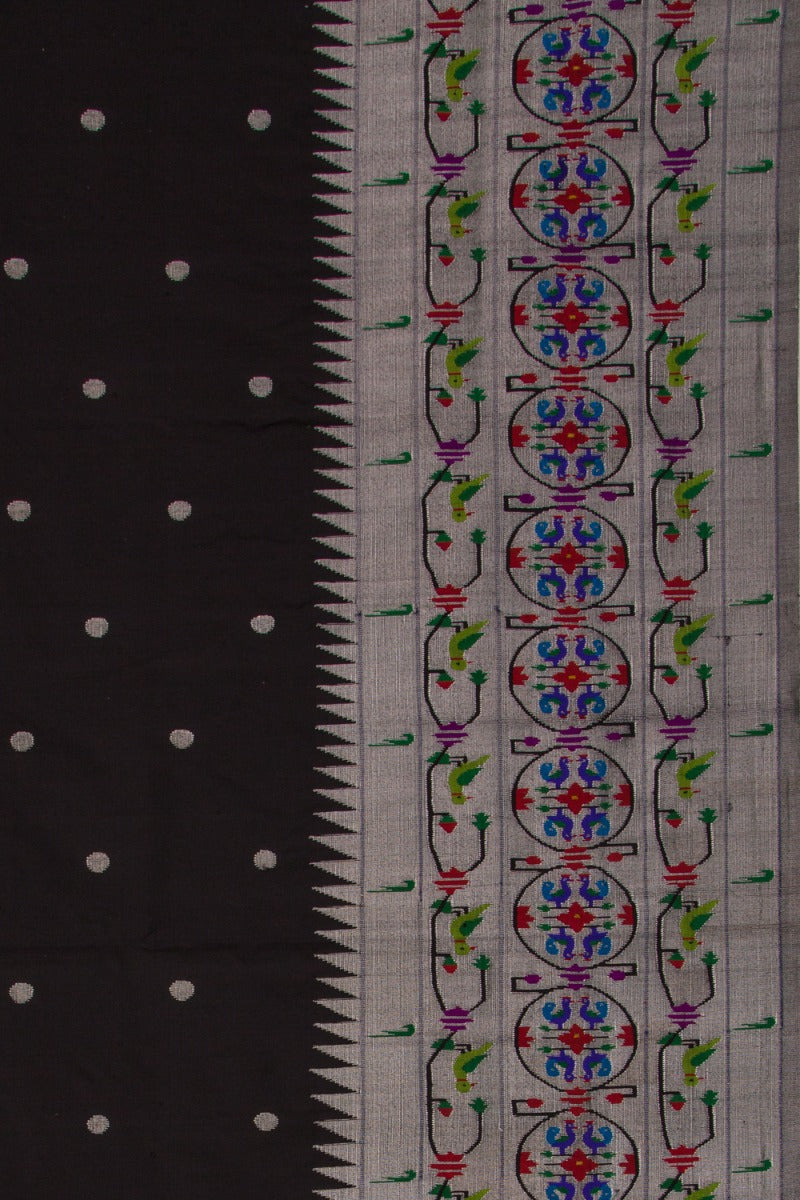 Paithani Silk Butta Black Saree