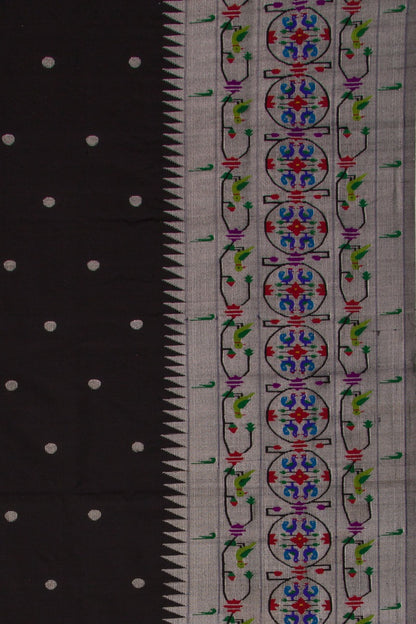 Paithani Silk Butta Black Saree