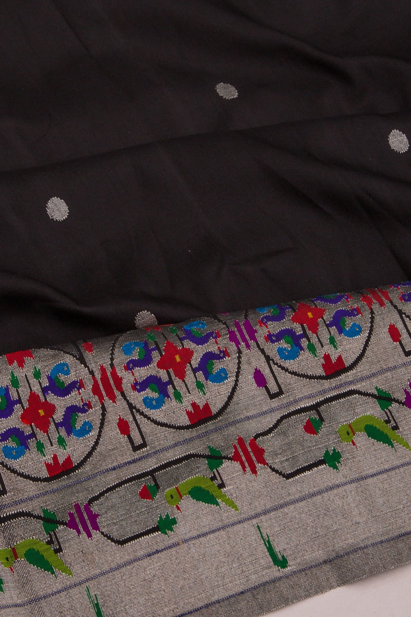 Paithani Silk Butta Black Saree