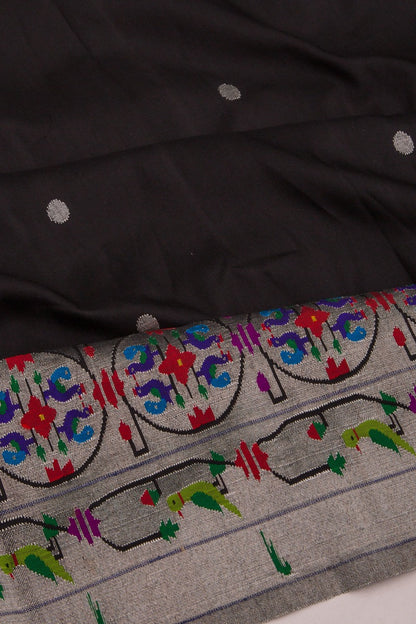 Paithani Silk Butta Black Saree