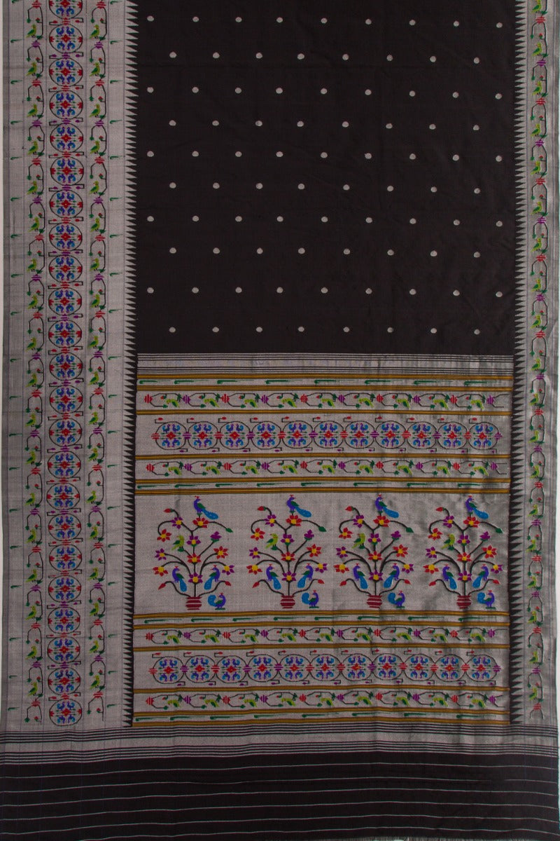 Paithani Silk Butta Black Saree
