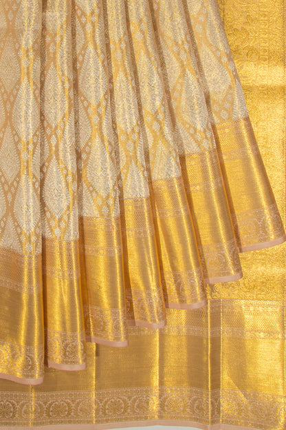 Kanchipuram Silk Tissue Brocade Gold Saree