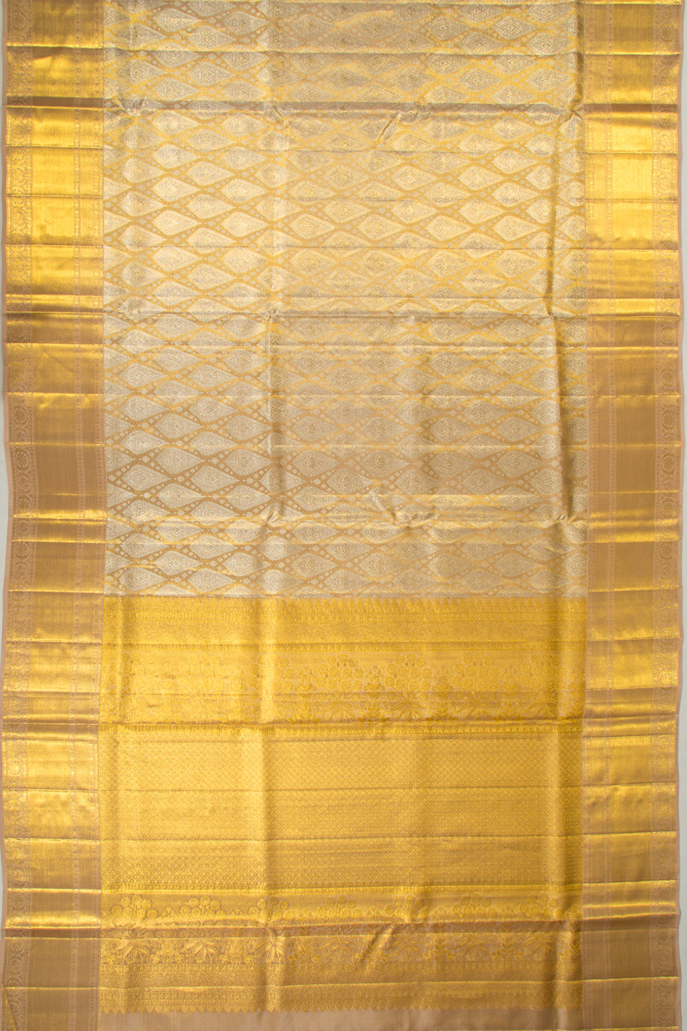 Kanchipuram Silk Tissue Brocade Gold Saree