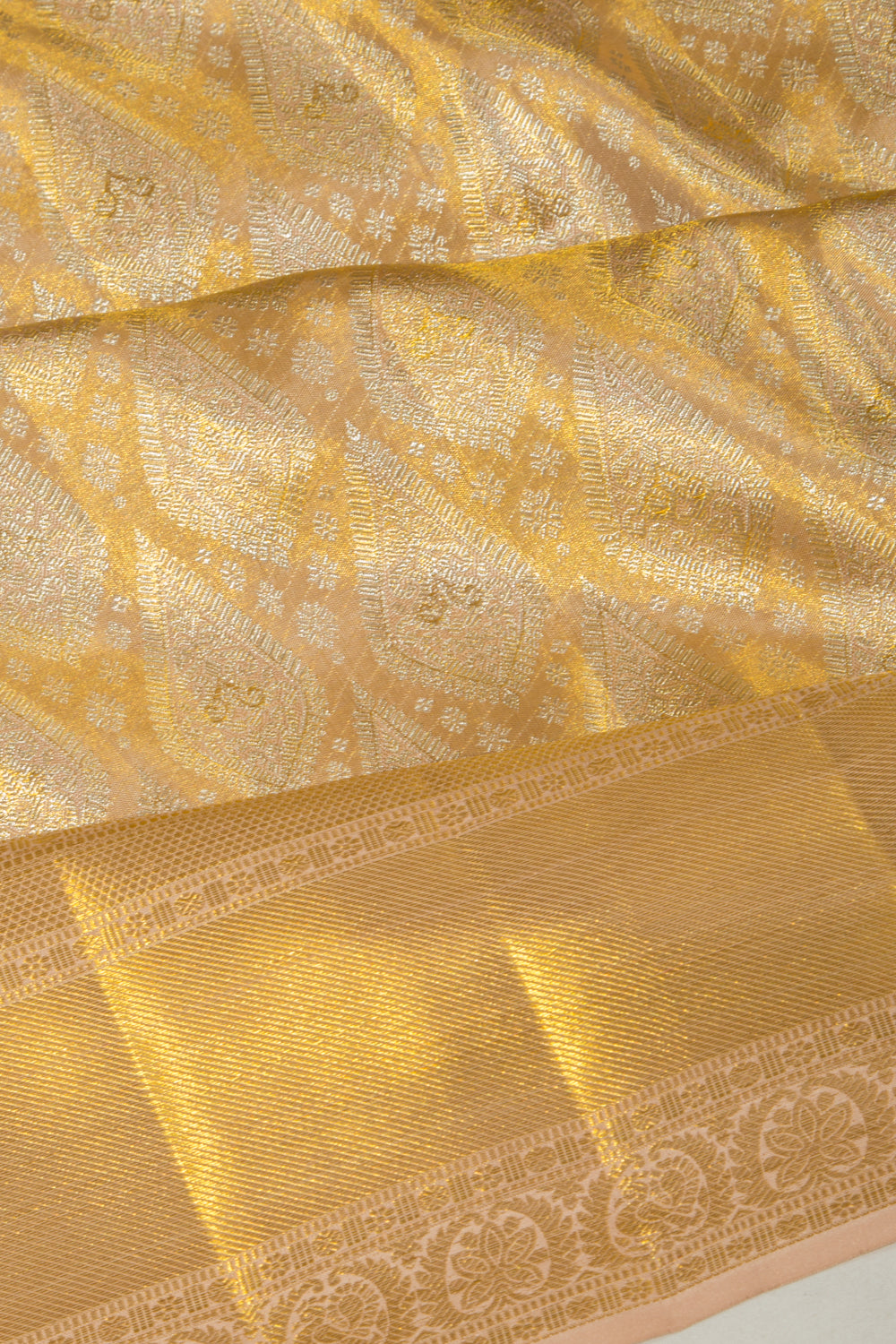 Kanchipuram Silk Tissue Brocade Gold Saree