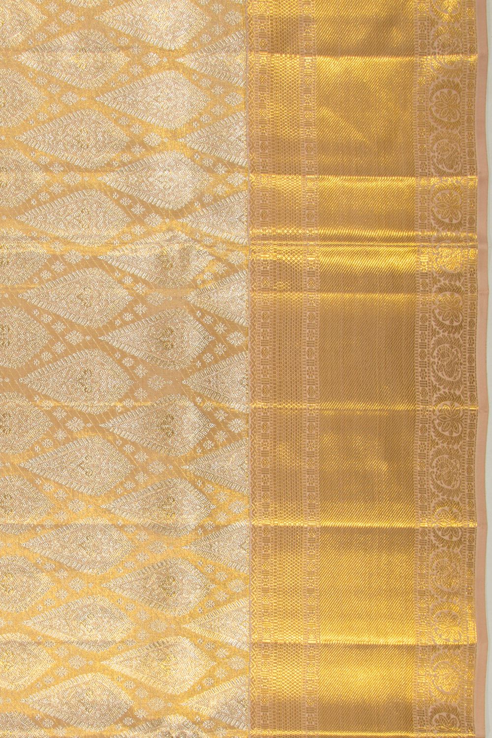 Kanchipuram Silk Tissue Brocade Gold Saree