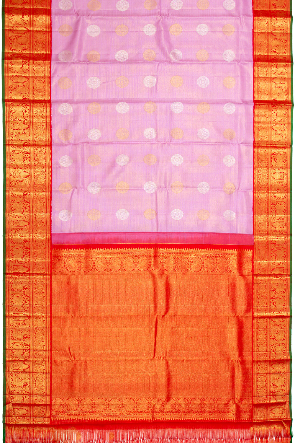 Kanchipuram Silk Checks And Butta Lavender Saree