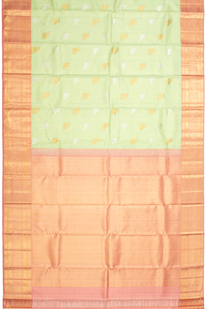 Kanchipuram Silk Checks And Butta Pastel Green Saree