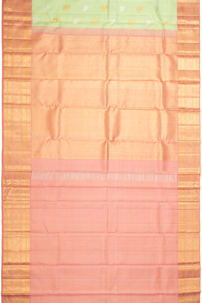 Kanchipuram Silk Checks And Butta Pastel Green Saree
