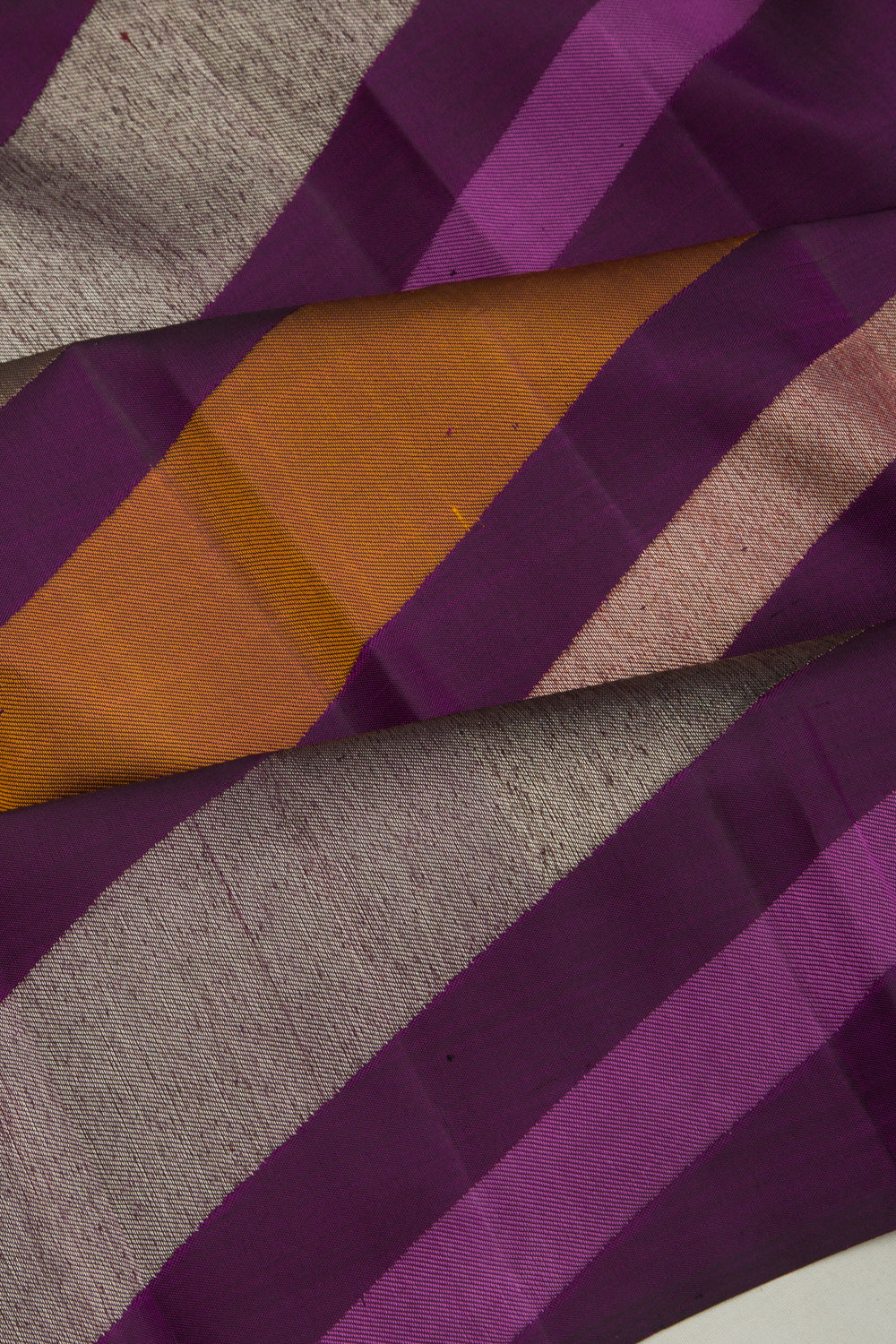 Kanchipuram Silk Diagonal Lines Purple Saree
