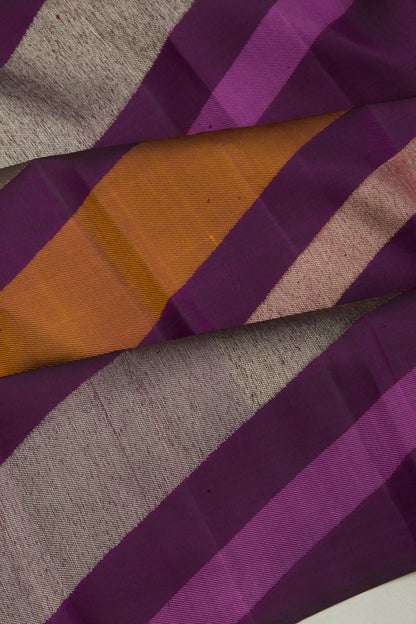 Kanchipuram Silk Diagonal Lines Purple Saree