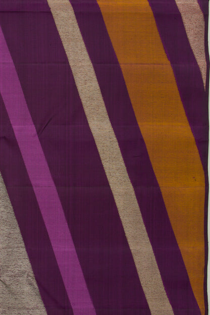 Kanchipuram Silk Diagonal Lines Purple Saree