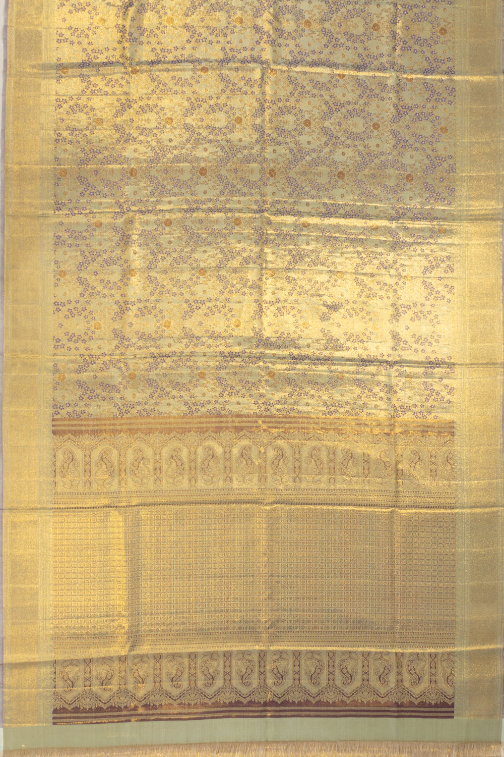 Kanchipuram Silk Tissue Brocade Gold Saree
