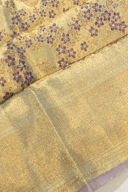 Kanchipuram Silk Tissue Brocade Gold Saree