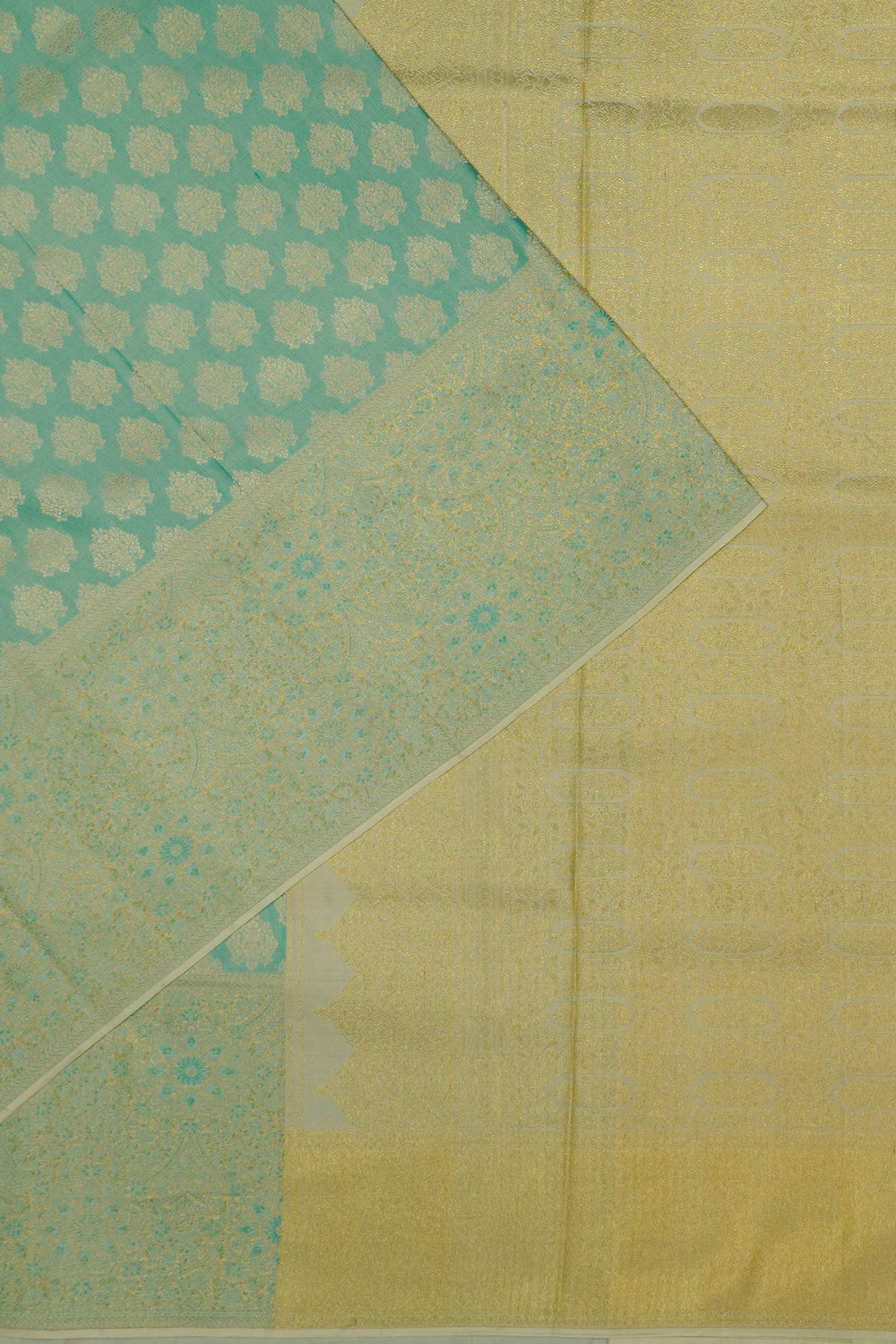 Kanchipuram Silk Tissue Brocade Sea Green Saree