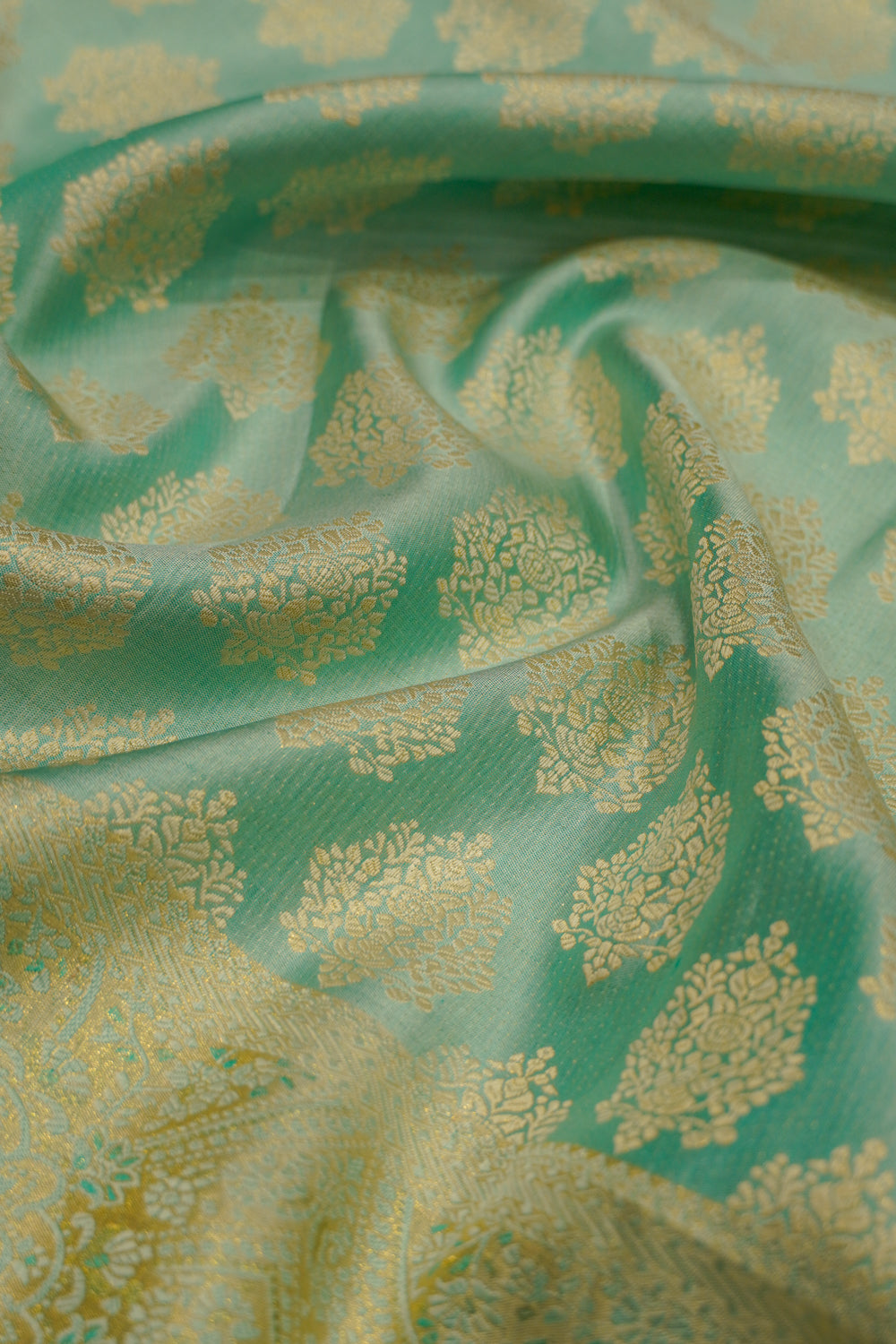 Kanchipuram Silk Tissue Brocade Sea Green Saree