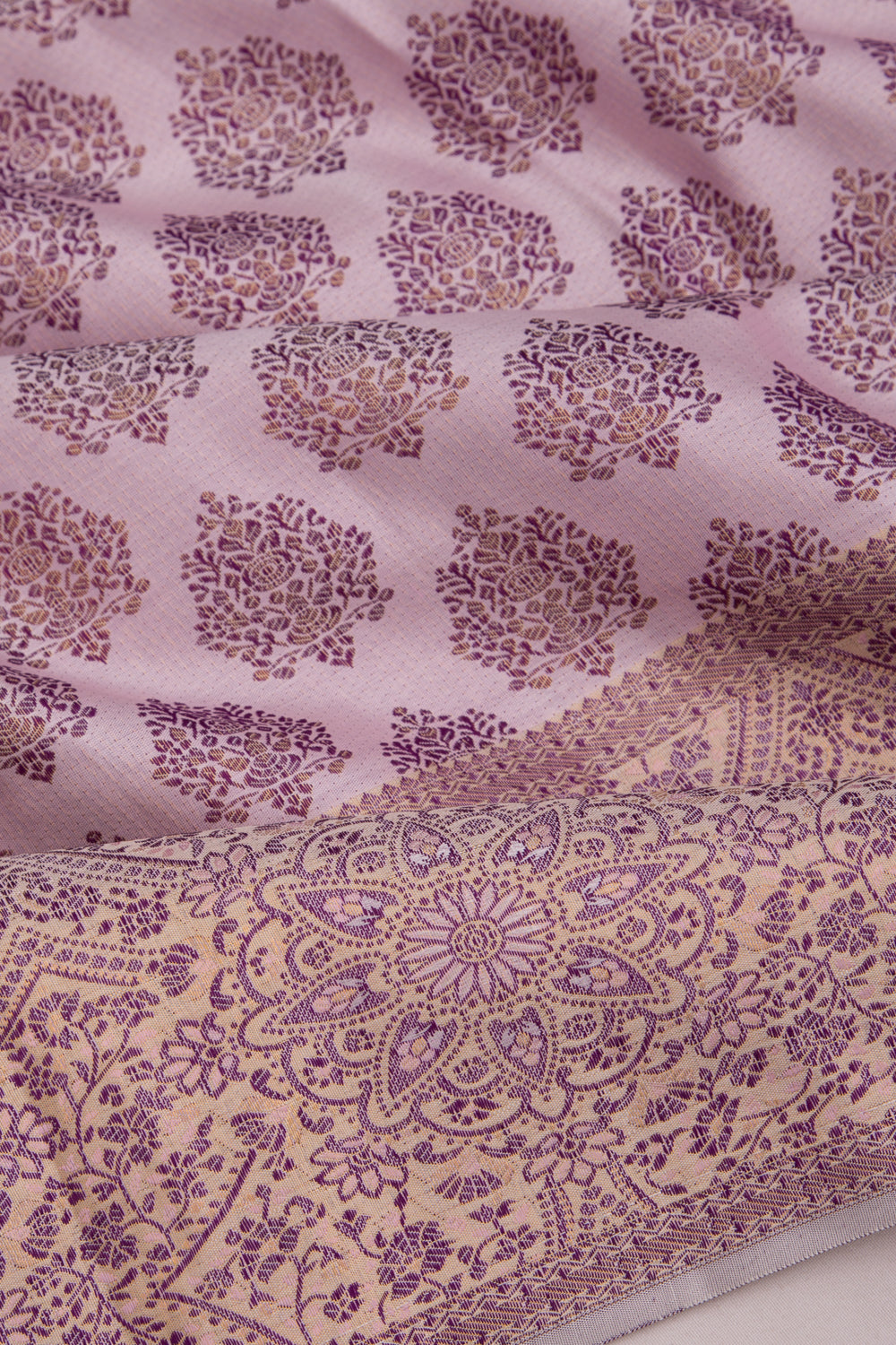 Kanchipuram Silk Brocade Lilac Saree