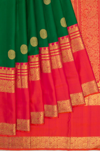 Kanchipuram Silk Butta Bottle Green Saree