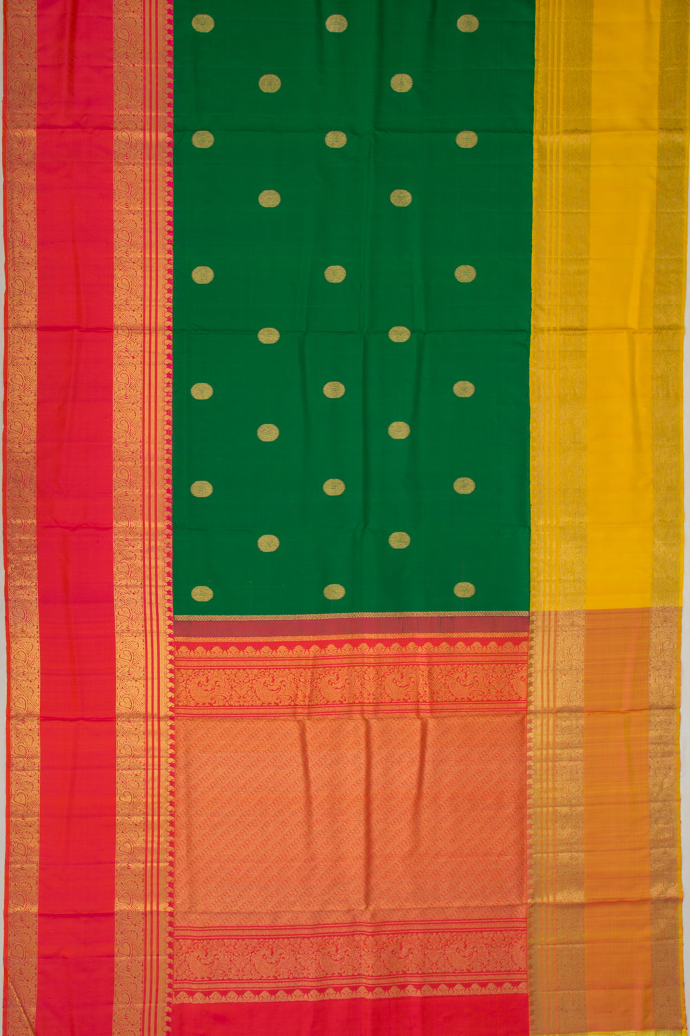 Kanchipuram Silk Butta Bottle Green Saree