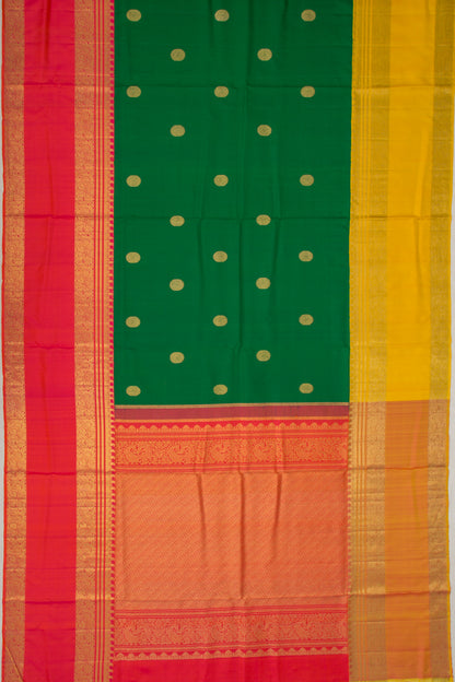 Kanchipuram Silk Butta Bottle Green Saree