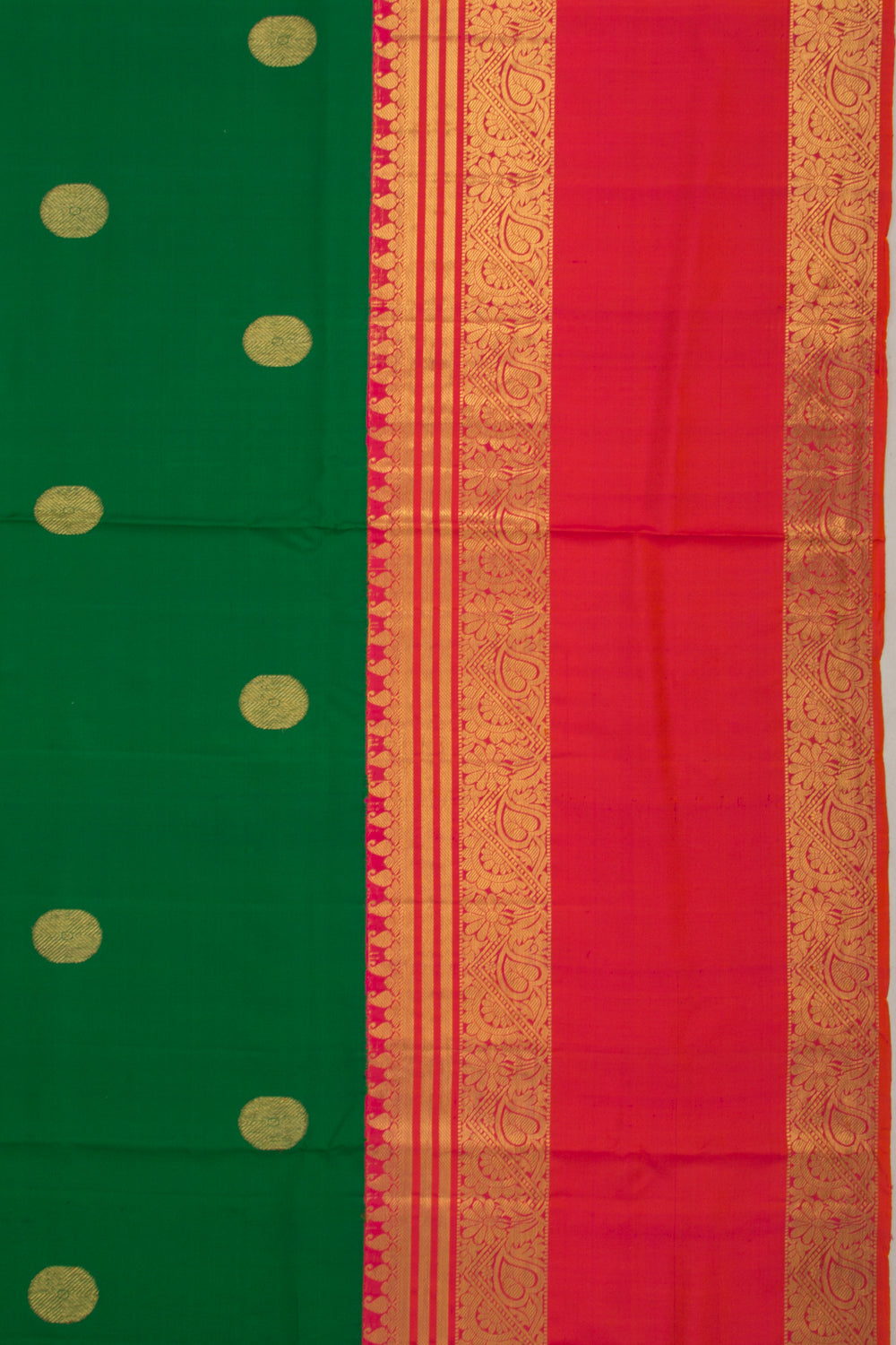 Kanchipuram Silk Butta Bottle Green Saree