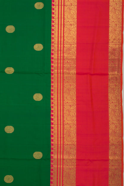 Kanchipuram Silk Butta Bottle Green Saree