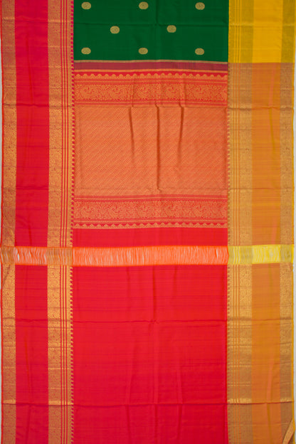 Kanchipuram Silk Butta Bottle Green Saree