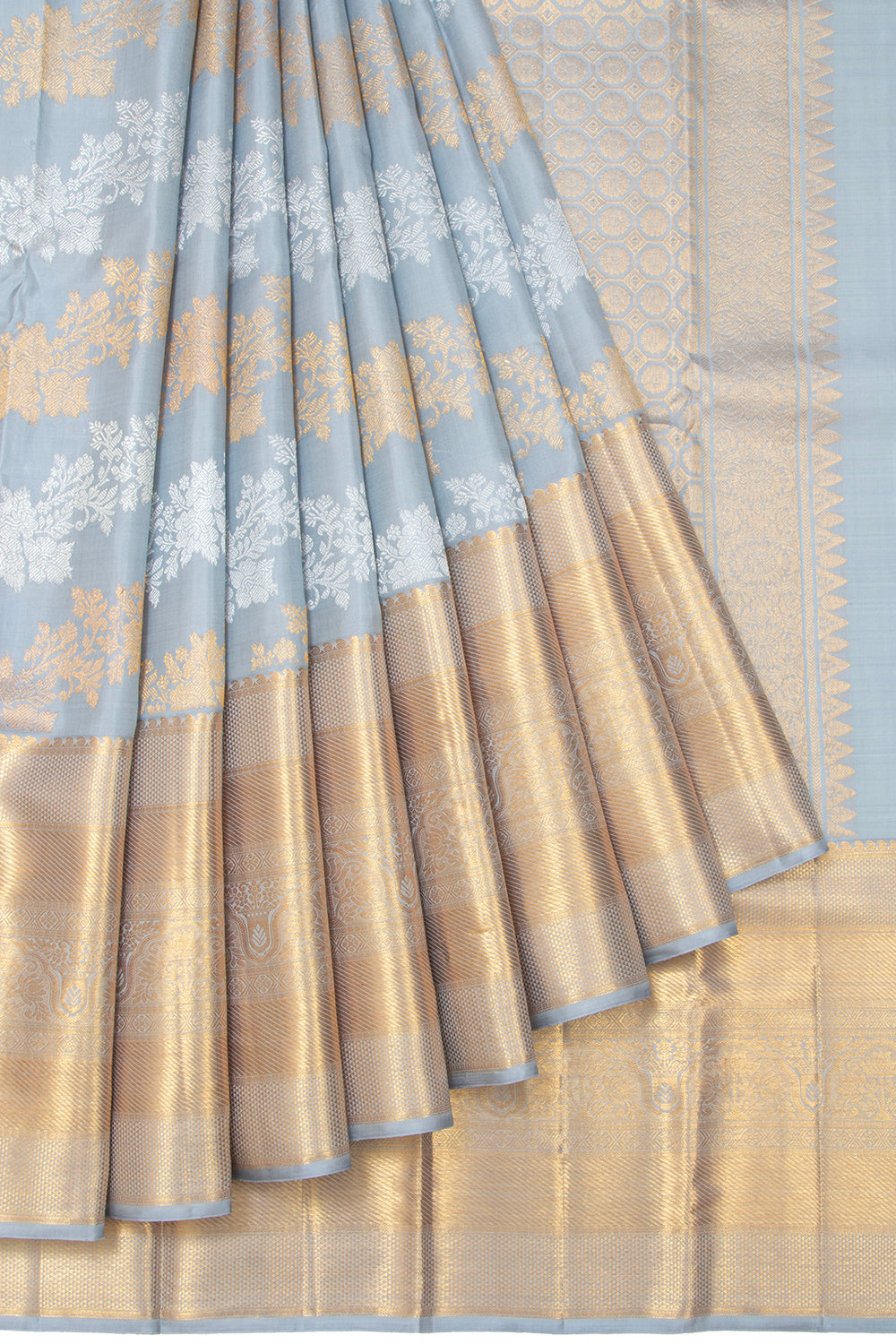 Kanchipuram Silk Jaal Pastel Blue Saree