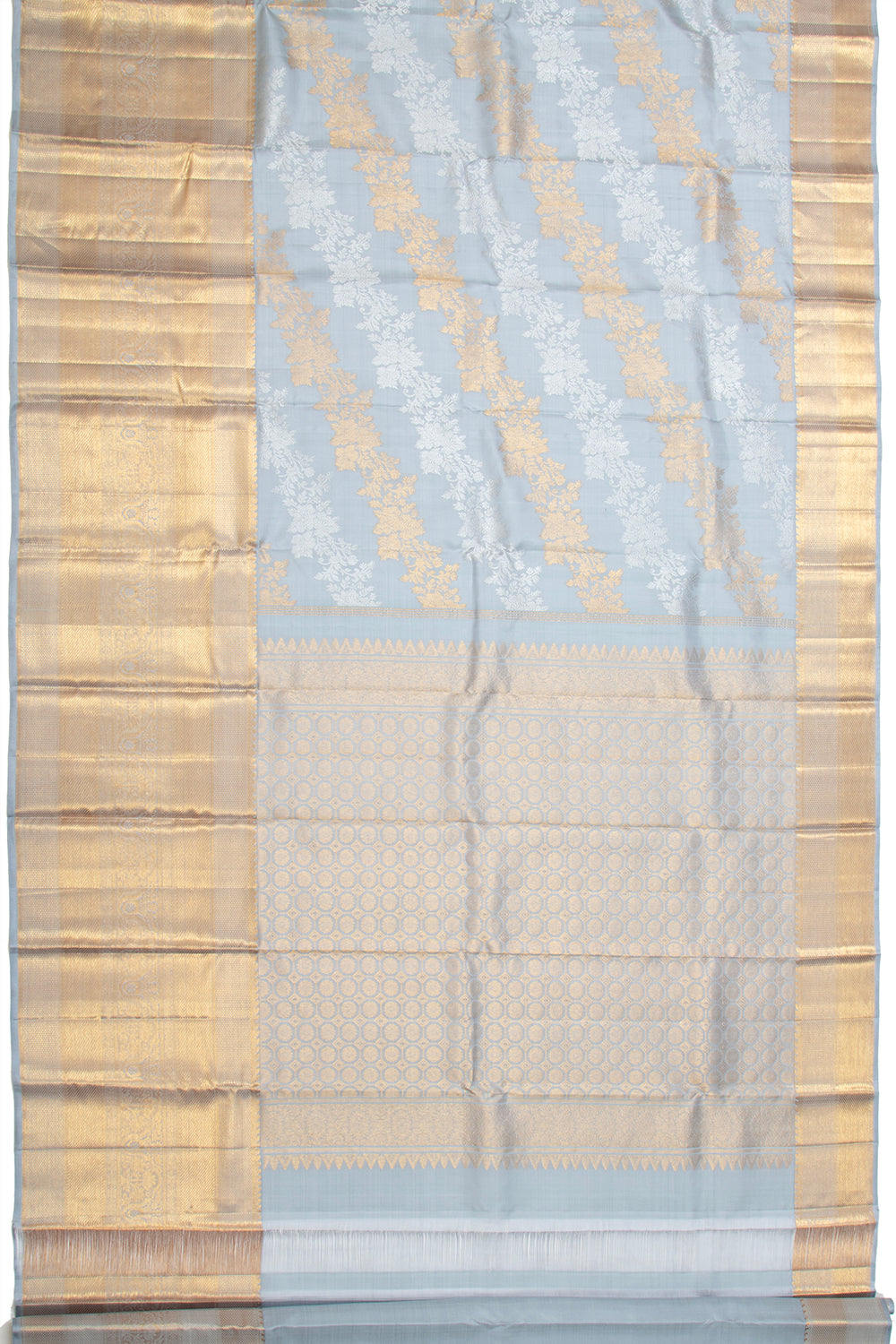 Kanchipuram Silk Jaal Pastel Blue Saree