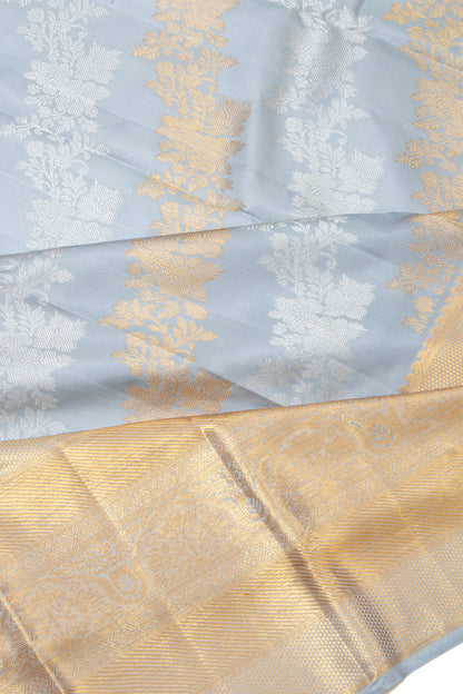 Kanchipuram Silk Jaal Pastel Blue Saree