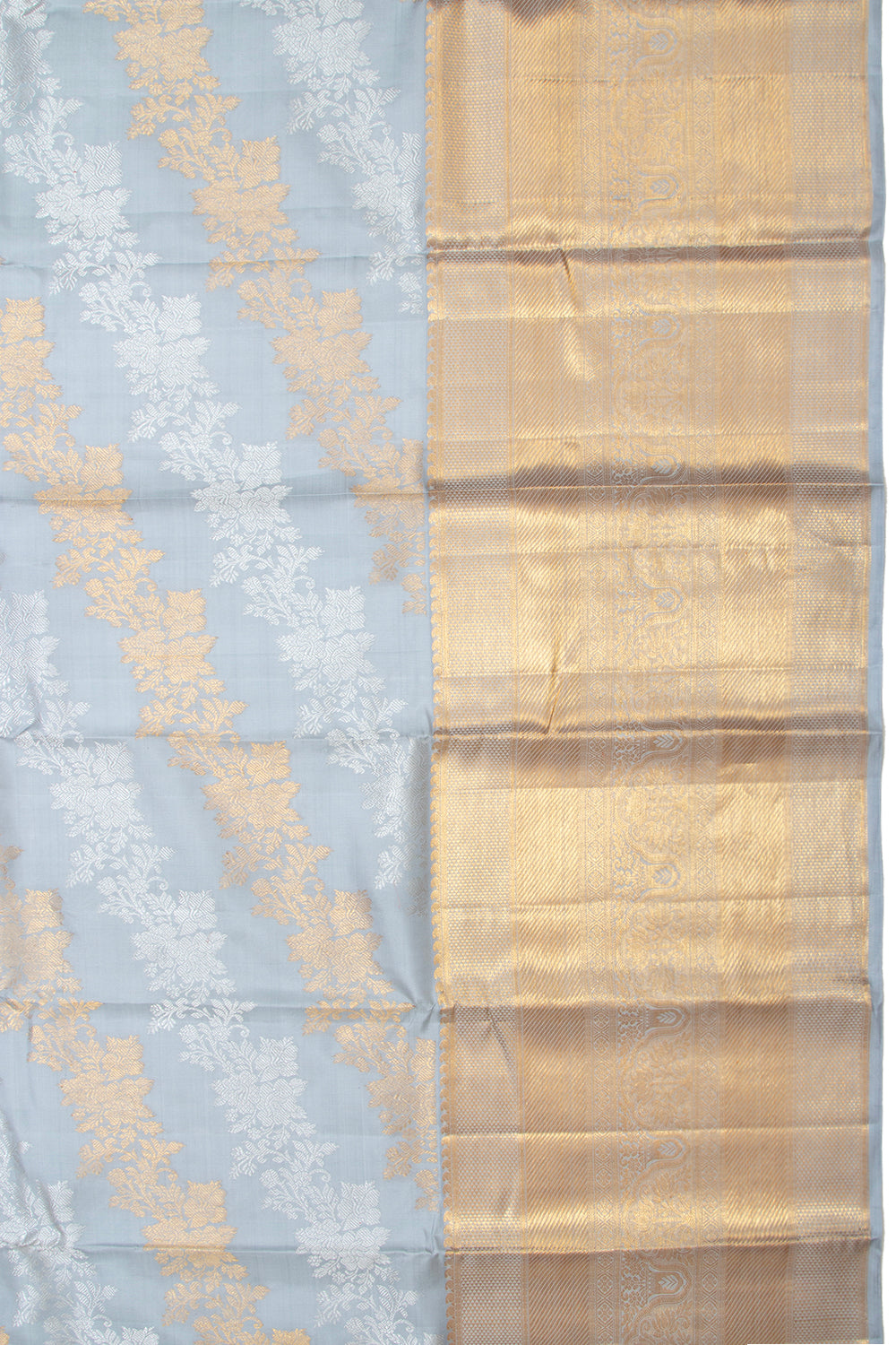 Kanchipuram Silk Jaal Pastel Blue Saree