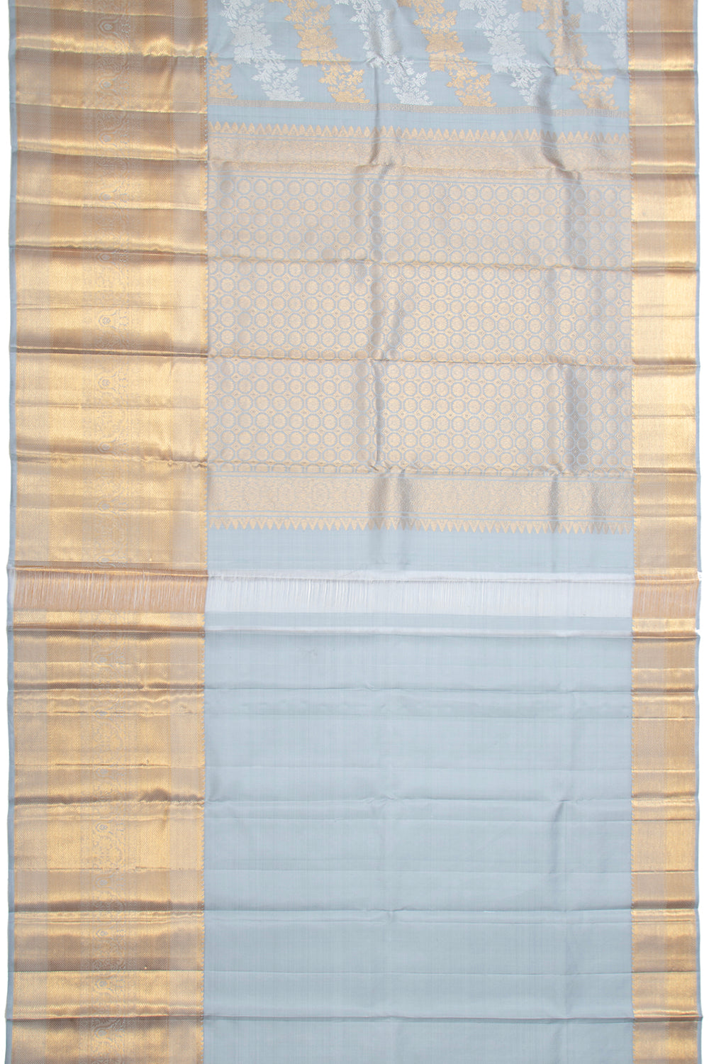 Kanchipuram Silk Jaal Pastel Blue Saree