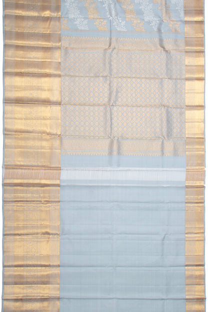 Kanchipuram Silk Jaal Pastel Blue Saree