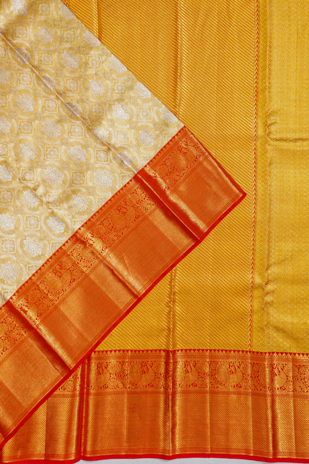 Kanchipuram Silk Tissue Brocade Gold Saree 1213659532