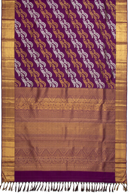 Kanchipuram Silk Lehariya Jaal Purple Saree