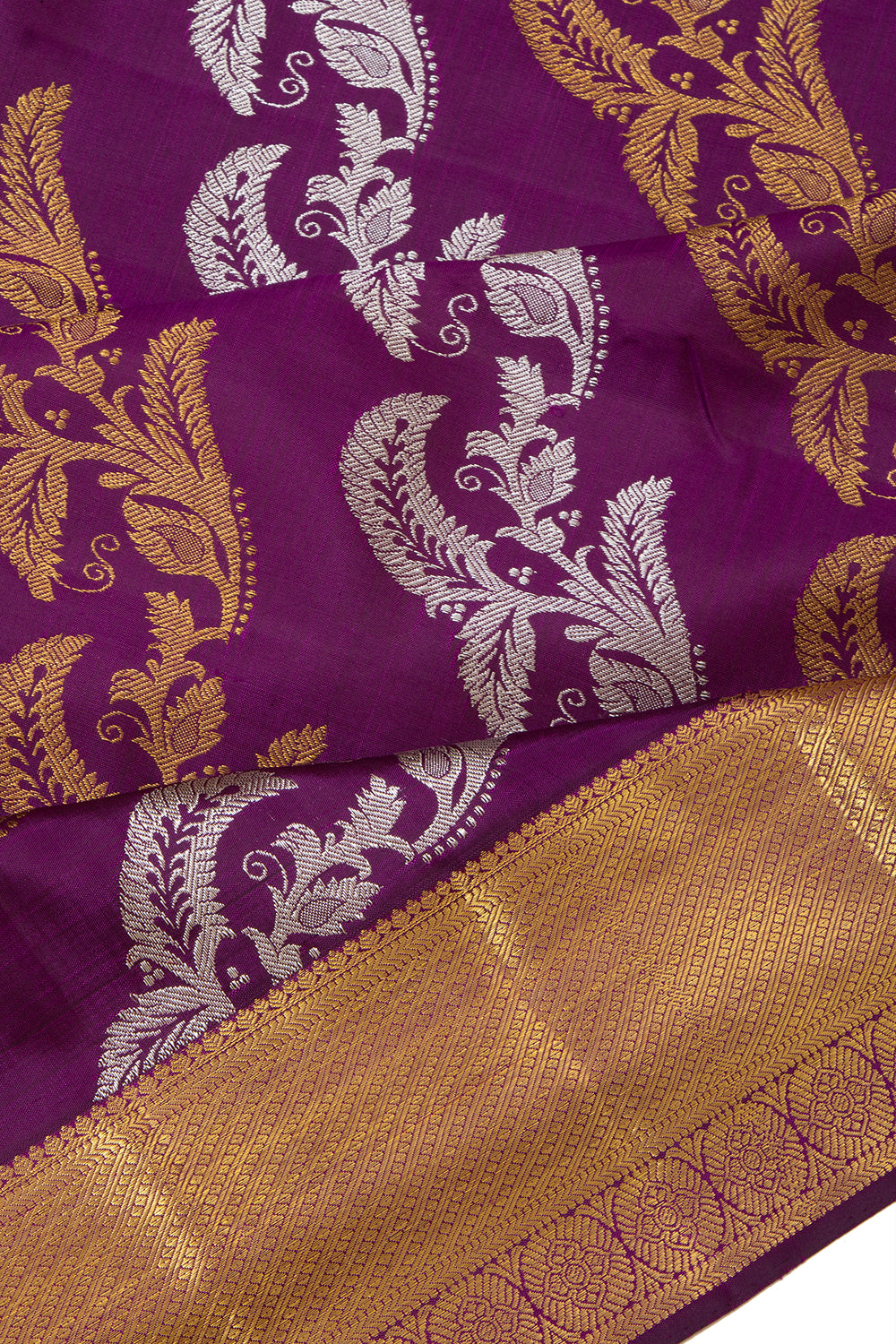 Kanchipuram Silk Lehariya Jaal Purple Saree