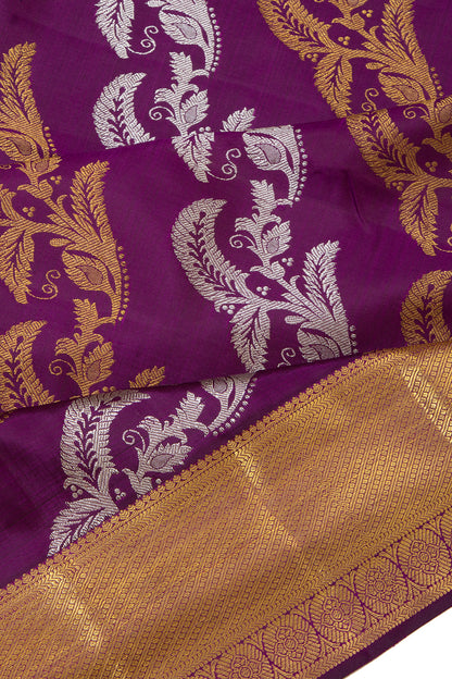 Kanchipuram Silk Lehariya Jaal Purple Saree