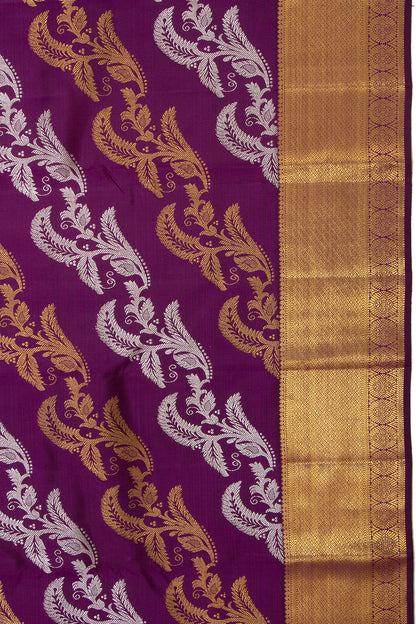 Kanchipuram Silk Lehariya Jaal Purple Saree
