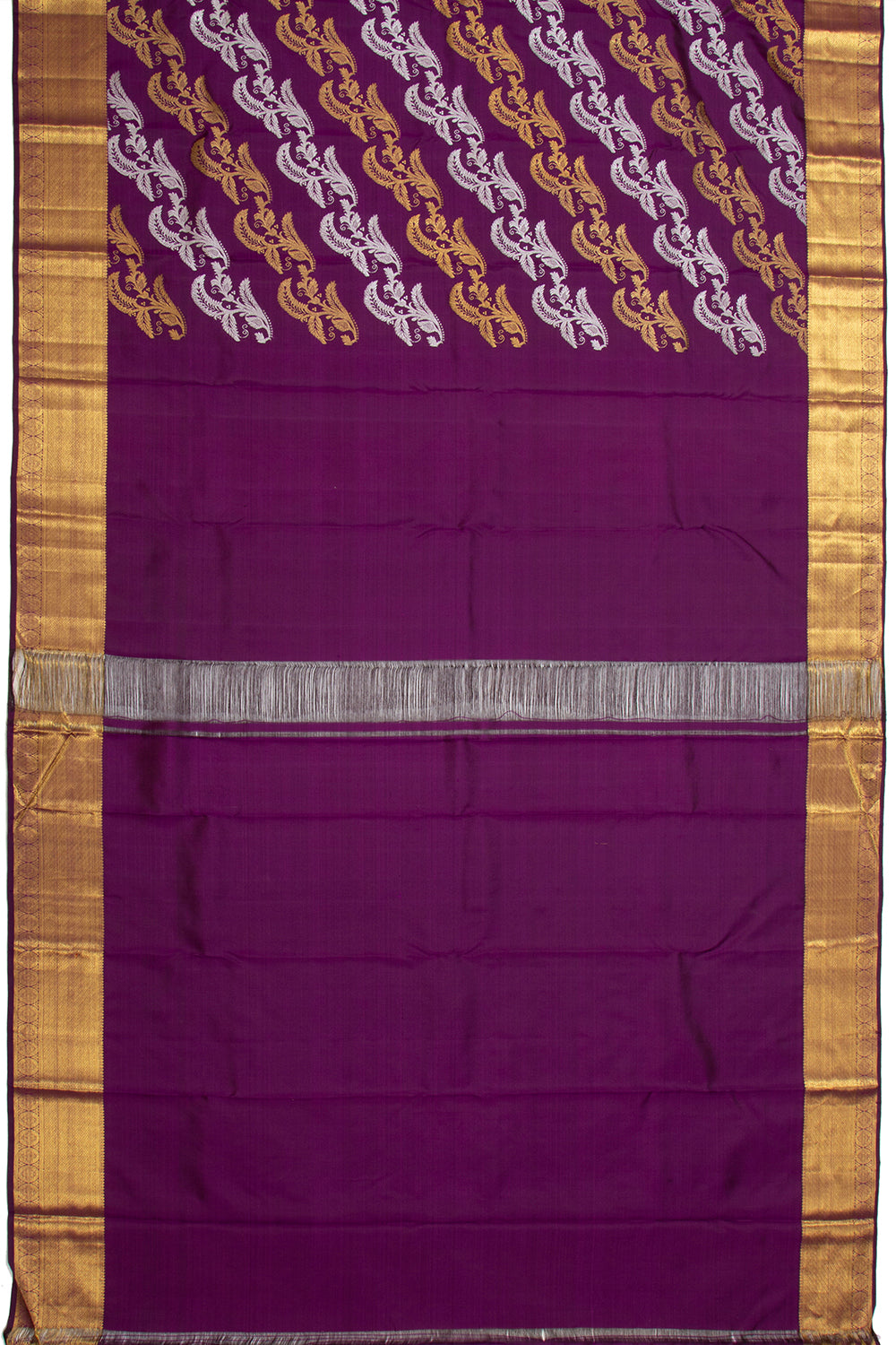Kanchipuram Silk Lehariya Jaal Purple Saree