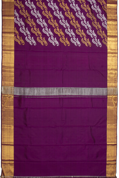 Kanchipuram Silk Lehariya Jaal Purple Saree