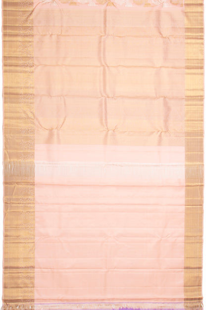Kanchipuram Silk Lehariya Jaal Peach Saree