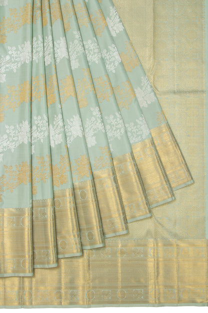 Kanchipuram Silk Lehariya Jaal Sea Blue Saree